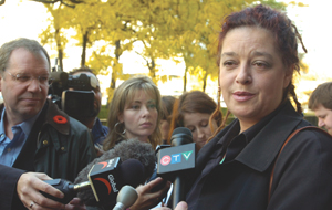 Kim Baryluk, pictured outside court in 2005, claims she didn’t know about a case against three Ontario judges until the court had already dismissed it.
